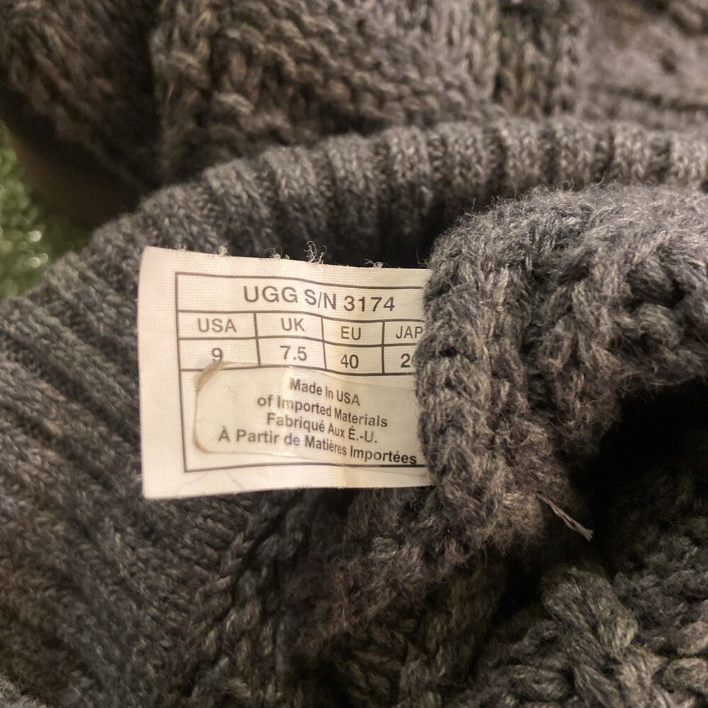 UGG Australia Cardi Over Knee Cable Knit Sweater Boots Grey Womens 9 USA Made - Picture 6 of 15
